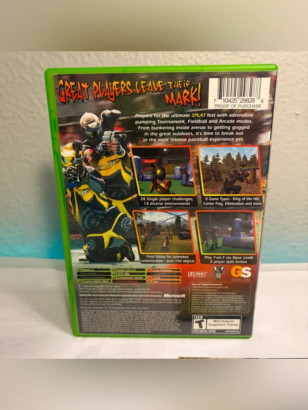 Splat Magazine Renegade Paintball (Microsoft Xbox, 2005) Tested & Works Videogme